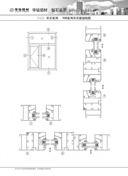 50B系列平開窗結(jié)構(gòu)圖
