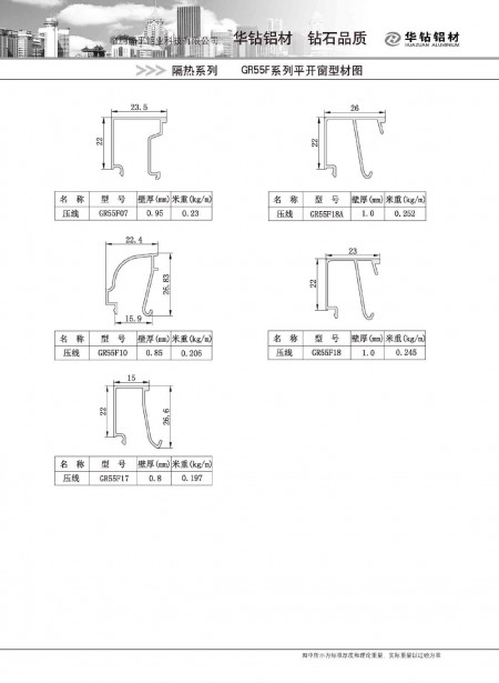 GR55F系列平開窗型材圖