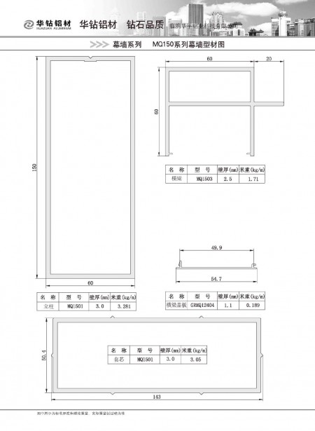 MQ150系列幕墻型材圖